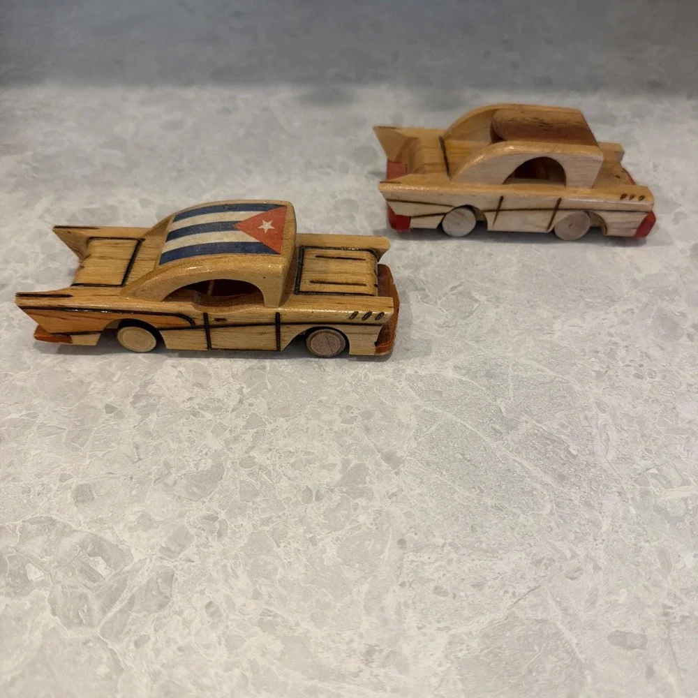 Handcrafted Vintage Cuban Souvenir Wooden Cars